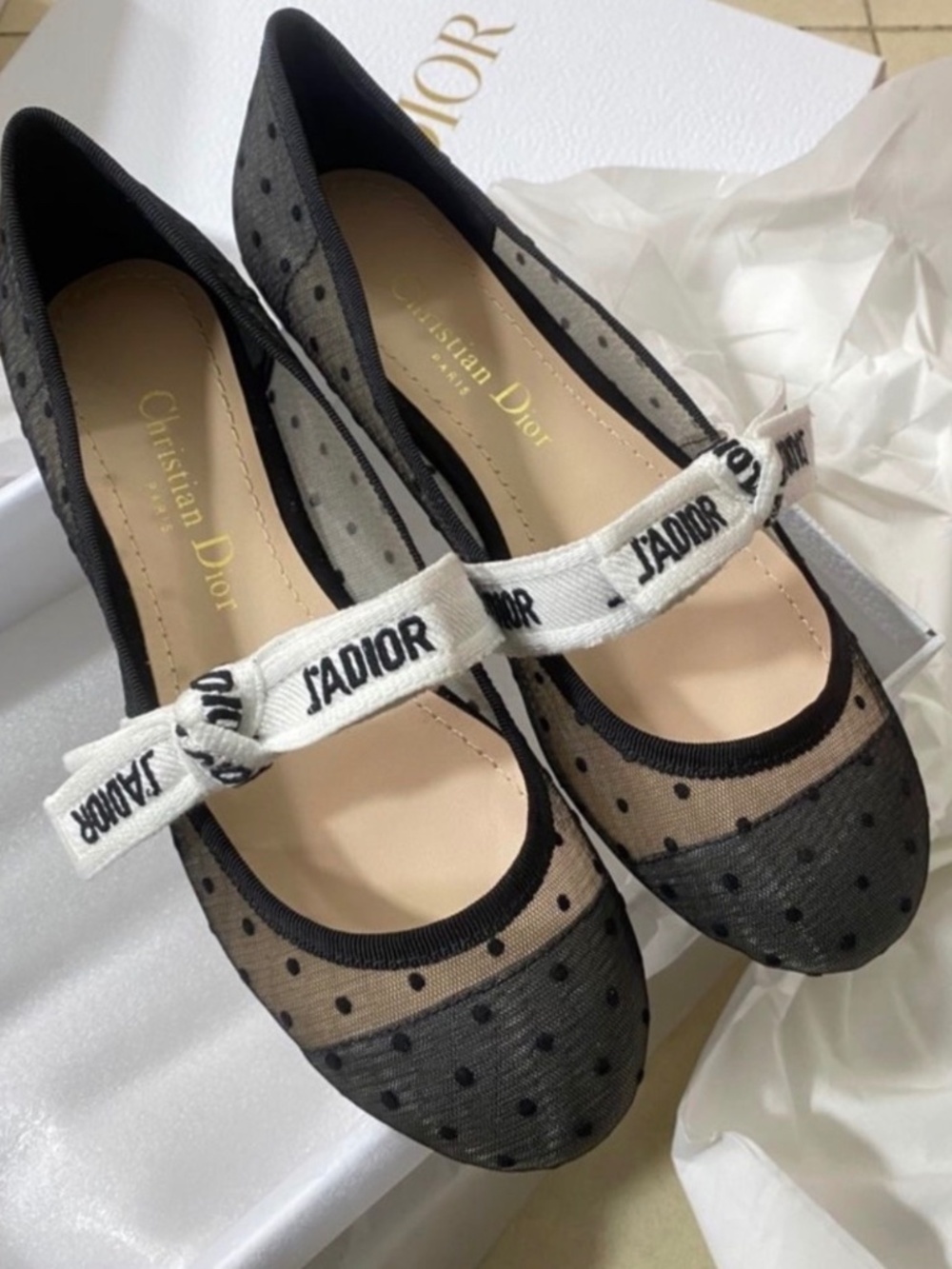 Christian Dior Miss JADIOR Dotted Ballet Flat Size 37